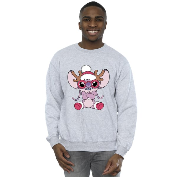 Disney Mens Lilo & Stitch Angel Reindeer Sweatshirt