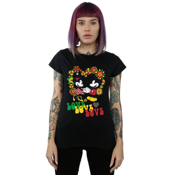 Disney Womens/Ladies Mickey And Minnie Mouse Hippie Love Cotton T-Shirt