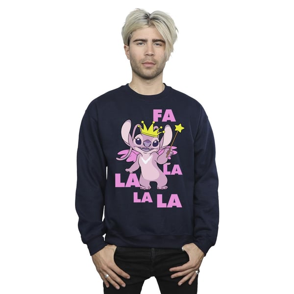 Disney Mens Lilo & Stitch Angel Fa La La Sweatshirt
