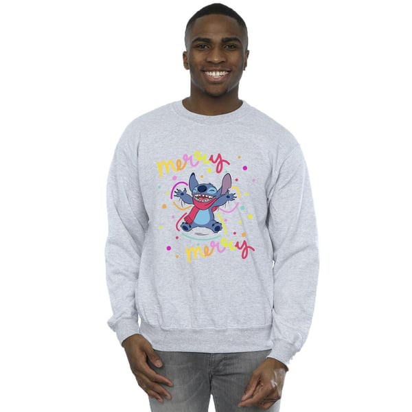 Disney Mens Lilo & Stitch Merry Rainbow Sweatshirt