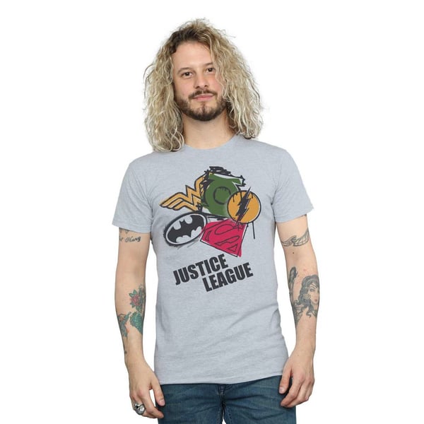 DC Comics Mens Justice League Spray Logos T-Shirt