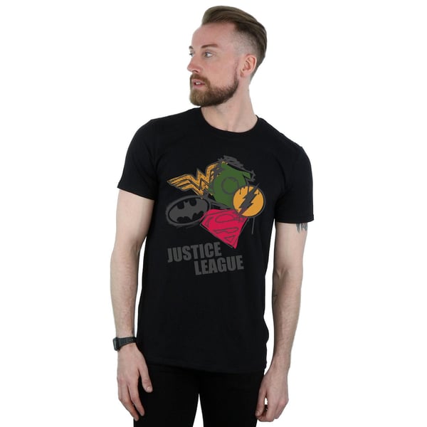 DC Comics Mens Justice League Spray Logos T-Shirt