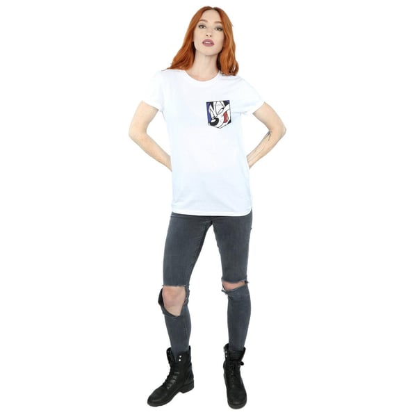 Looney Tunes Womens/Ladies Pepe Le Pew Face Faux Pocket Cotton Boyfriend T-Shirt