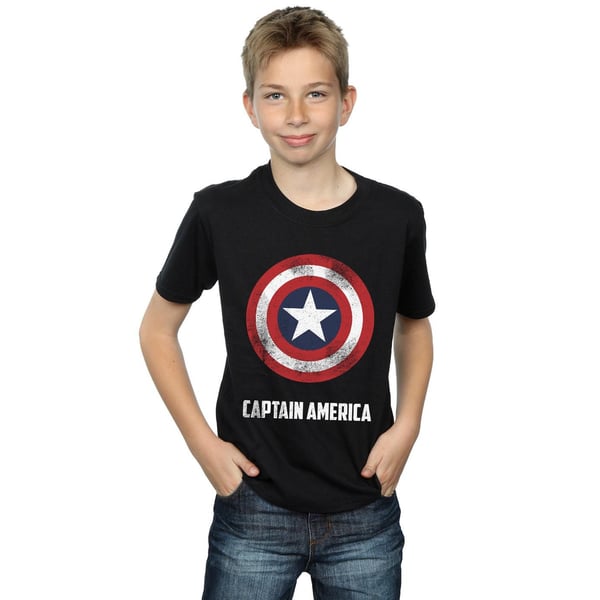 Marvel Boys Captain America Shield Text T-Shirt