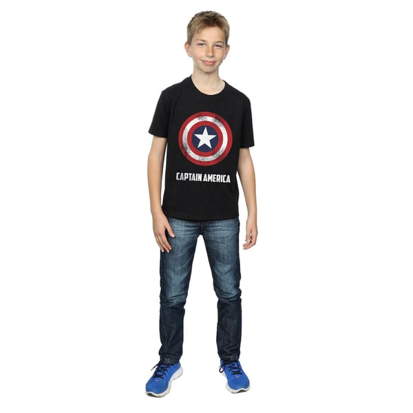 Marvel Boys Captain America Shield Text T-Shirt