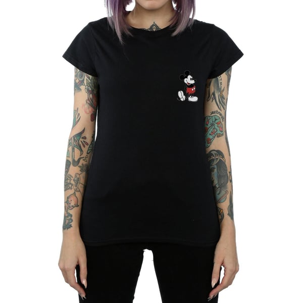 Disney Womens/Ladies Mickey Mouse Kickin Retro Chest Cotton T-Shirt
