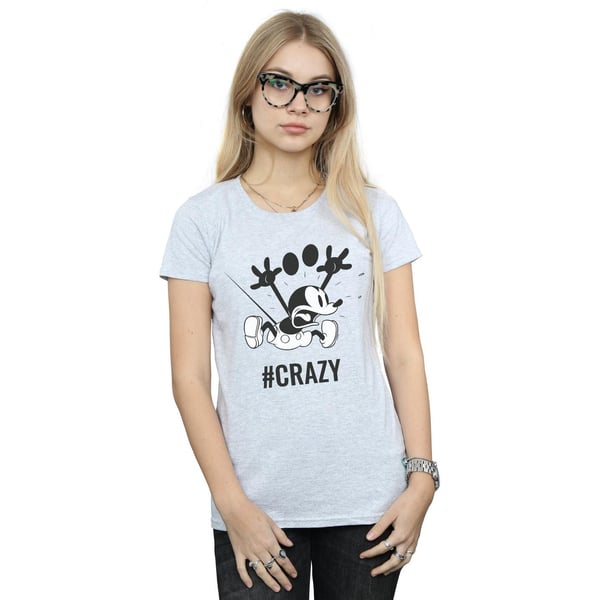 Disney Womens/Ladies Mickey Mouse #Crazy Cotton T-Shirt