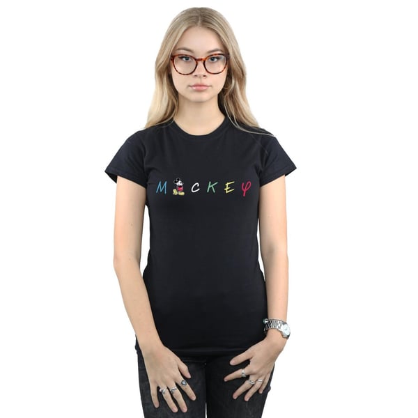 Disney Womens/Ladies Mickey Mouse Wording Logo Cotton T-Shirt