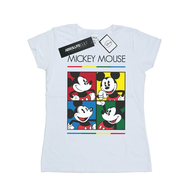 Disney Dam/Dam Mickey Mouse Fyrkantig Färg Bomulls T-shirt