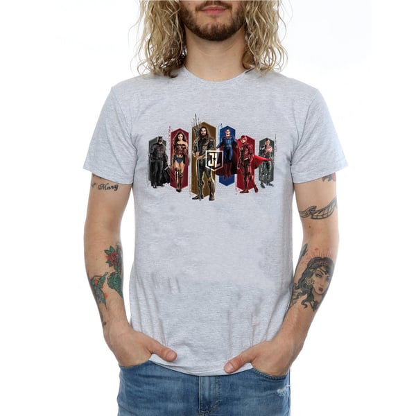 DC Comics Mens Justice League Movie Team Hexagons T-Shirt