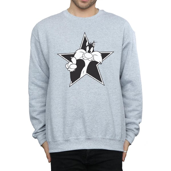 Looney Tunes Mens Sylvester Mono Star Sweatshirt