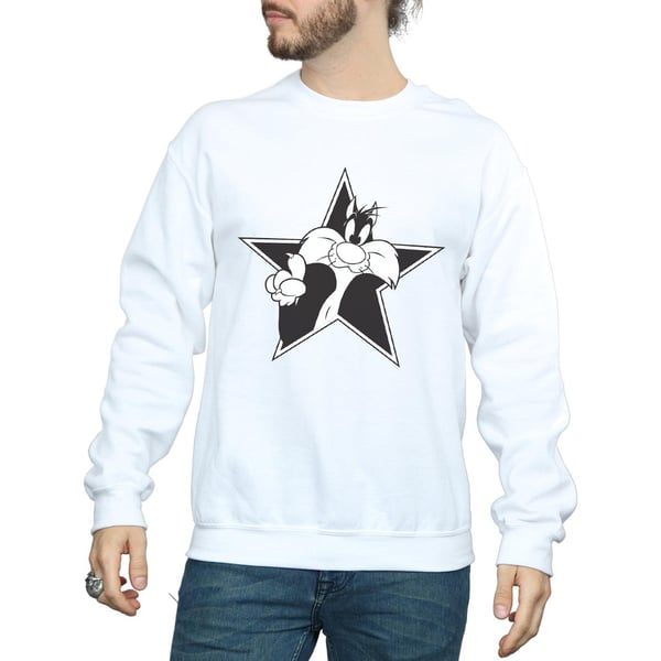 Looney Tunes Mens Sylvester Mono Star Sweatshirt