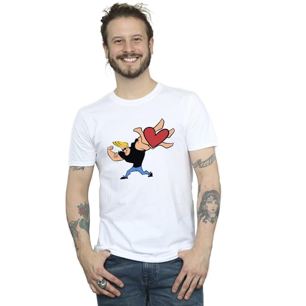 Johnny Bravo Mens Heart Present T-Shirt