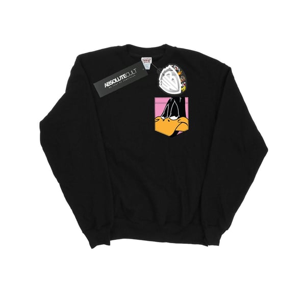 Looney Tunes Mens Daffy Duck Face Faux Pocket Sweatshirt