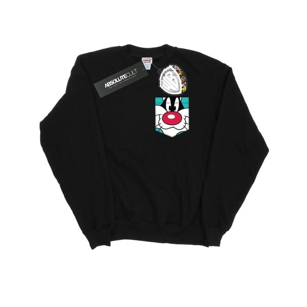 Looney Tunes Mens Sylvester Face Faux Pocket Sweatshirt