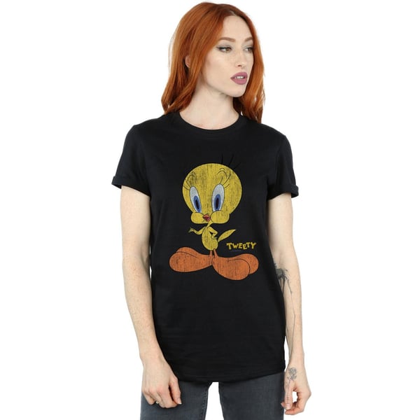 Looney Tunes Womens/Ladies Tweety Pie Distressed Cotton Boyfriend T-Shirt