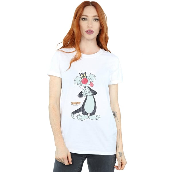Looney Tunes Womens/Ladies Sylvester Distressed Cotton Boyfriend T-Shirt