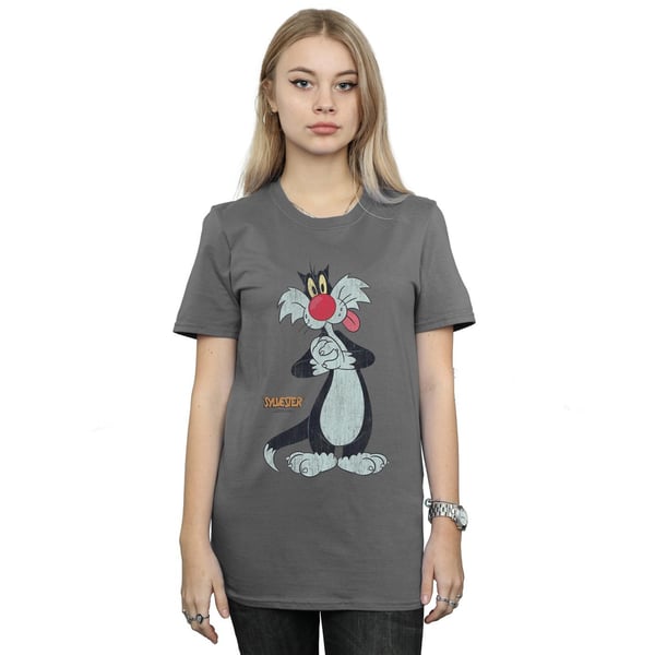 Looney Tunes Womens/Ladies Sylvester Distressed Cotton Boyfriend T-Shirt