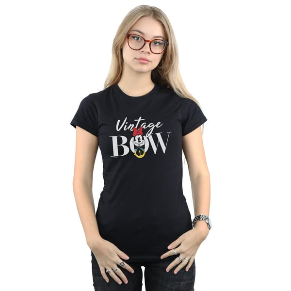 Disney Womens/Ladies Minnie Mouse Vintage Bow Cotton T-Shirt