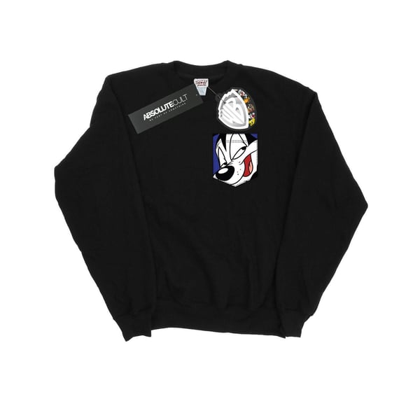 Looney Tunes Mens Pepe Le Pew Face Faux Pocket Sweatshirt