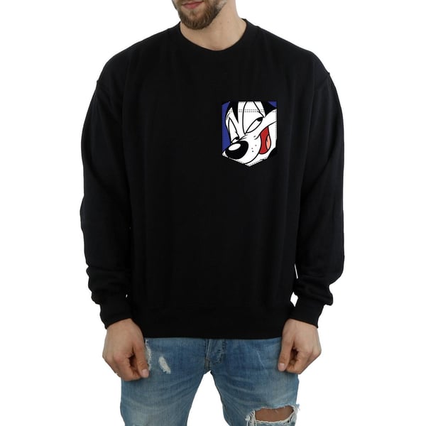 Looney Tunes Mens Pepe Le Pew Face Faux Pocket Sweatshirt