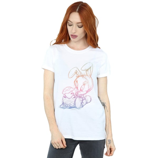 Looney Tunes Womens/Ladies Tweety Pie Easter Egg Sketch Cotton Boyfriend T-Shirt