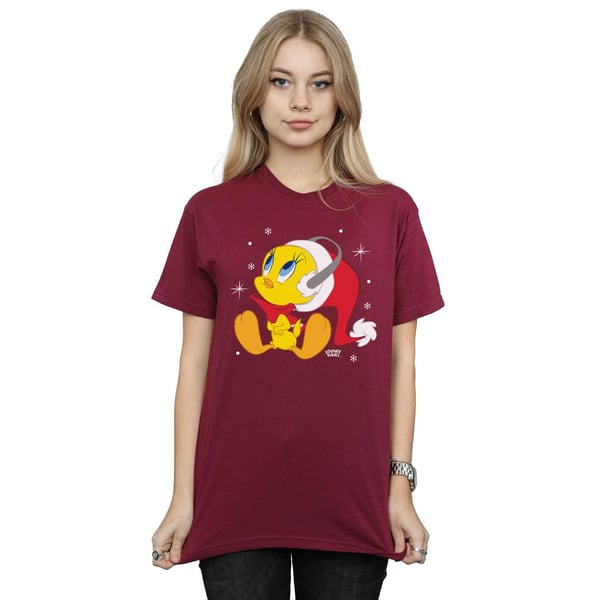 Looney Tunes Womens/Ladies Christmas Tweety Cotton Boyfriend T-Shirt