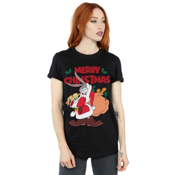 Looney Tunes Womens/Ladies Santa Bugs Bunny Cotton Boyfriend T-Shirt