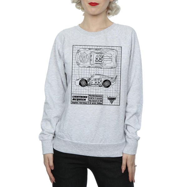 Disney Womens/Ladies Cars Lightning McQueen Blueprint Sweatshirt