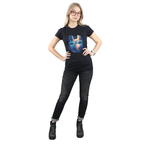 Marvel Womens/Ladies Iron Man Distressed Head Cotton T-Shirt