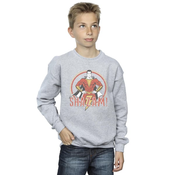 DC Comics Boys Shazam Retro Circle Distressed Sweatshirt