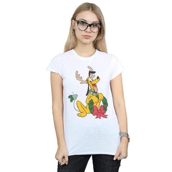 Disney Womens/Ladies Pluto Christmas Reindeer Cotton T-Shirt