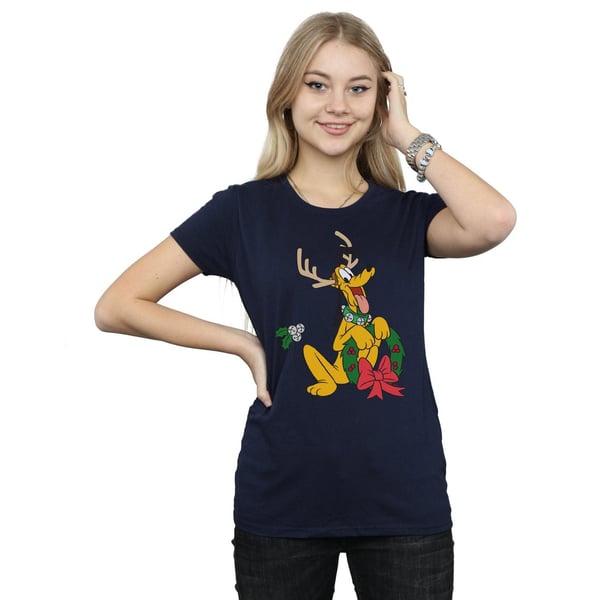Disney Womens/Ladies Pluto Christmas Reindeer Cotton T-Shirt