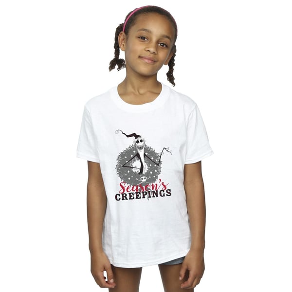 Disney Girls The Nightmare Before Christmas Seasons Creepings Wreath Cotton T-Shirt