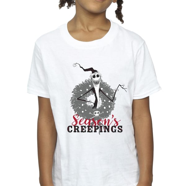 Disney Girls The Nightmare Before Christmas Seasons Creepings Wreath Cotton T-Shirt