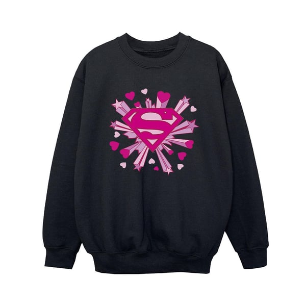 DC Comics Boys Superman Pink Hearts And Stars Logo Sweatshirt
