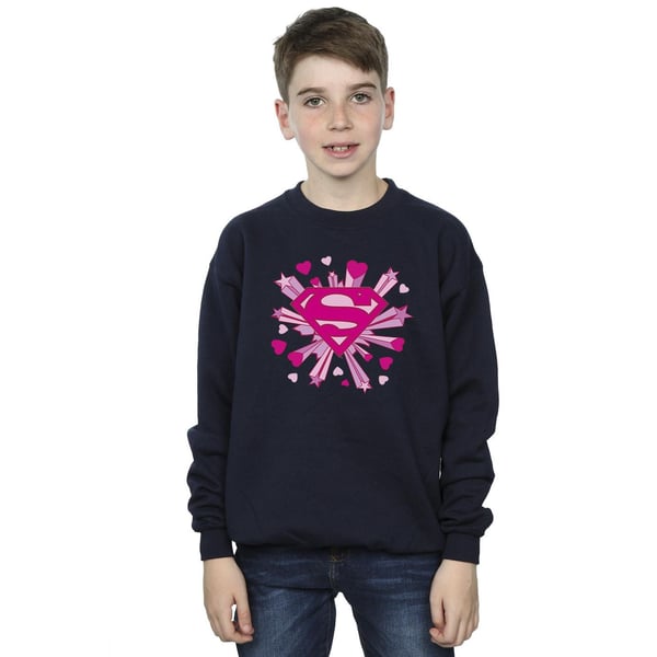 DC Comics Boys Superman Pink Hearts And Stars Logo Sweatshirt