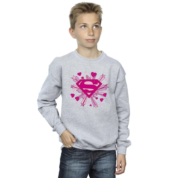 DC Comics Boys Superman Pink Hearts And Stars Logo Sweatshirt