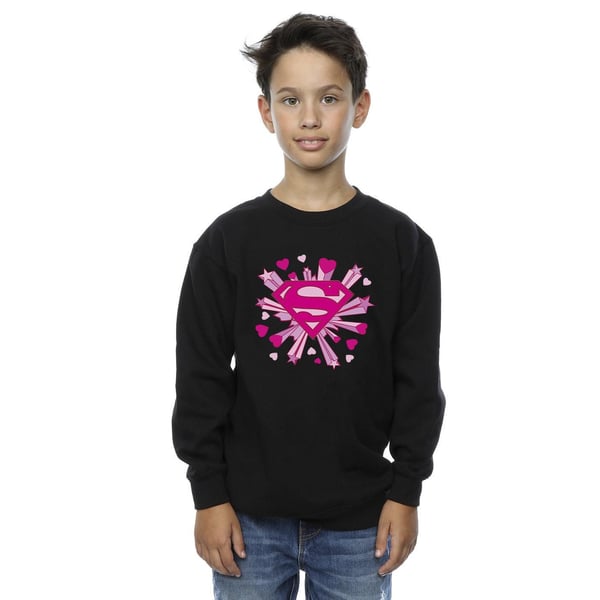 DC Comics Boys Superman Pink Hearts And Stars Logo Sweatshirt