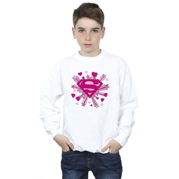 DC Comics Boys Superman Pink Hearts And Stars Logo Sweatshirt