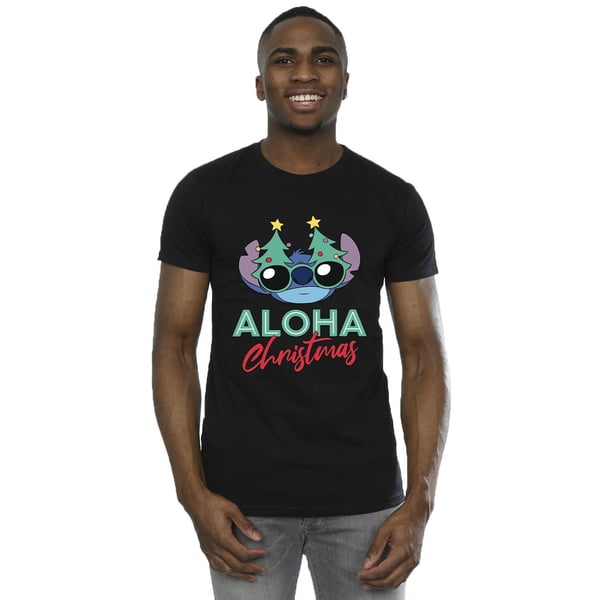 Disney Mens Lilo And Stitch Christmas Tree Shades T-Shirt