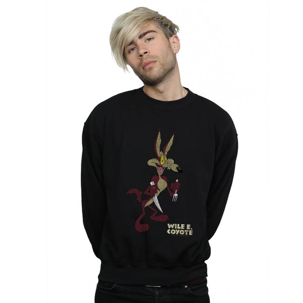 Looney Tunes Mens Wile E Coyote Distressed Sweatshirt