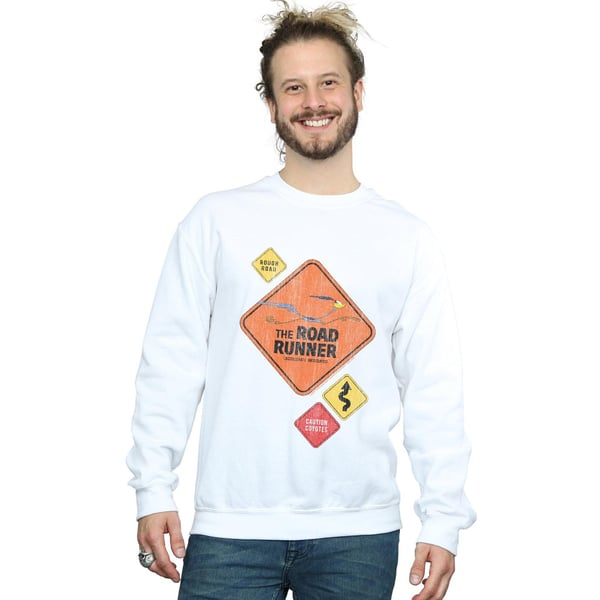 Looney Tunes Mens Road Runner Road Sign Sweatshirt