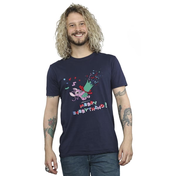 Disney Mens Lilo And Stitch Angel Merry Everything T-Shirt