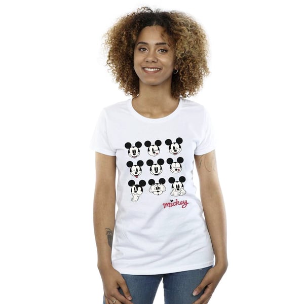 Disney Womens/Ladies Mickey Mouse Many Faces Cotton T-Shirt