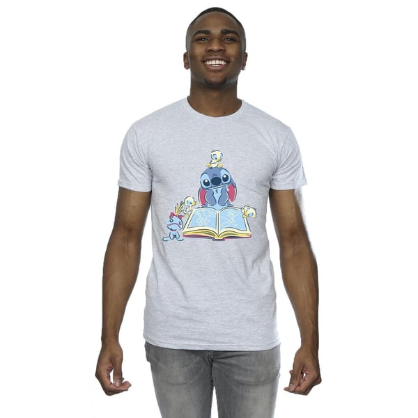 Disney Mens Lilo & Stitch Reading A Book T-Shirt