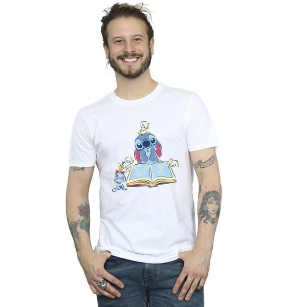 Disney Mens Lilo & Stitch Reading A Book T-Shirt