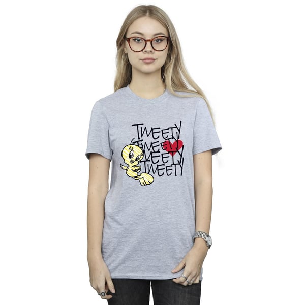 Looney Tunes Womens/Ladies Tweety Love Heart Cotton Boyfriend T-Shirt