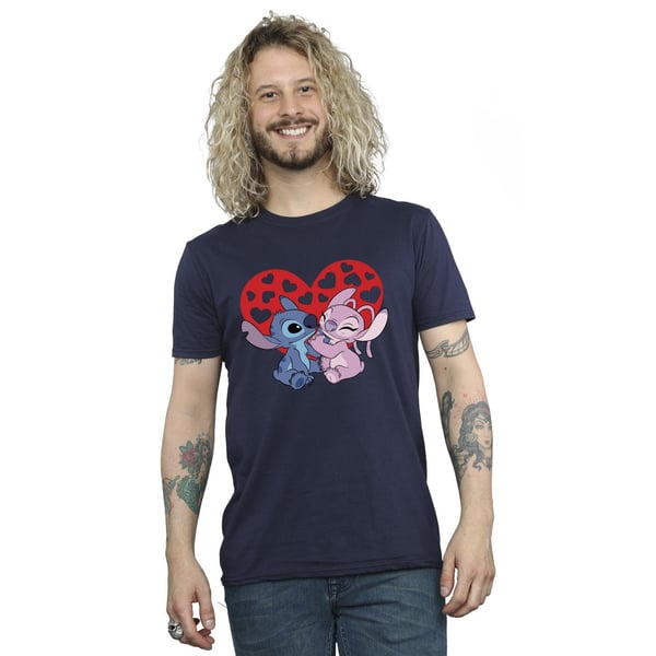 Disney Mens Lilo & Stitch Hearts T-Shirt