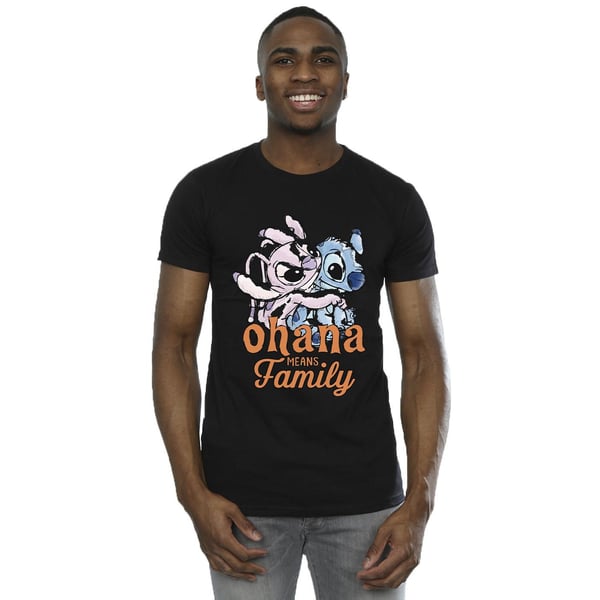 Disney Mens Lilo And Stitch Ohana Angel Hug T-Shirt
